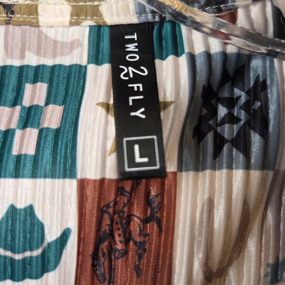 Two Fly Western Ribbed Patchwork Button Down Shir… - image 10